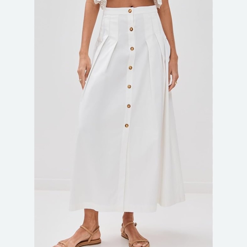 White Button-Down Maxi Skirt - Picture 1 of 7